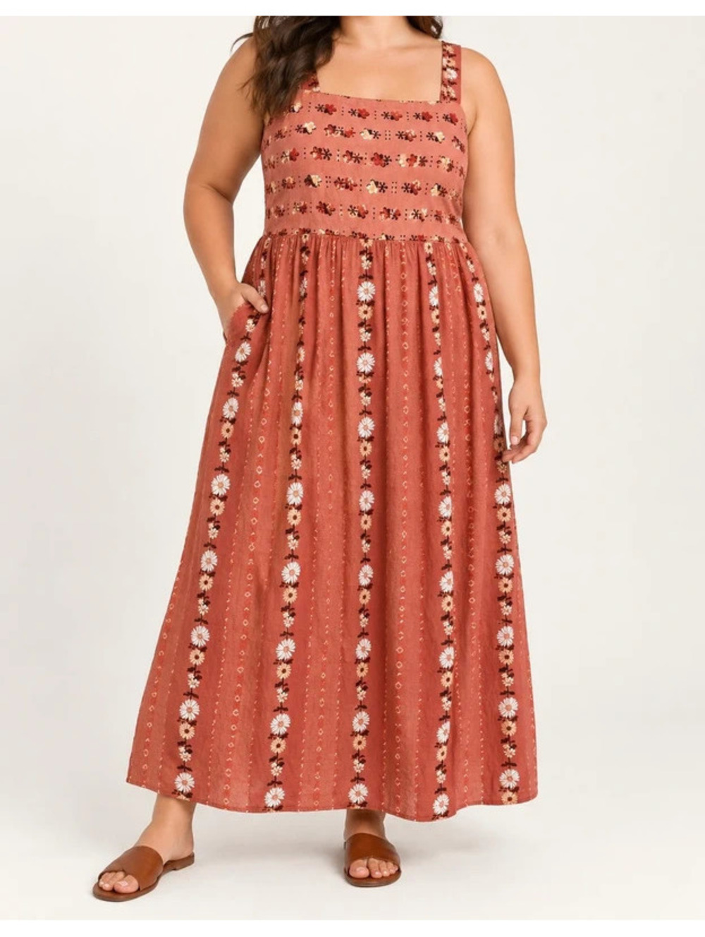 Linen Rayon Boho Cottagecore Sundress
